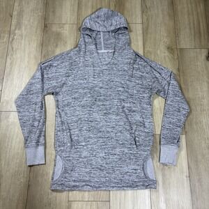 ATHLETA Batwing Robin Hooded Gray Marled Thumbhole Hoodie Sweatshirt MT Cozy Gym